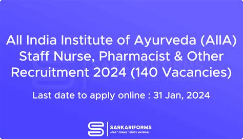 All India Institute Of Ayurveda AIIA Staff Nurse Pharmacist Other