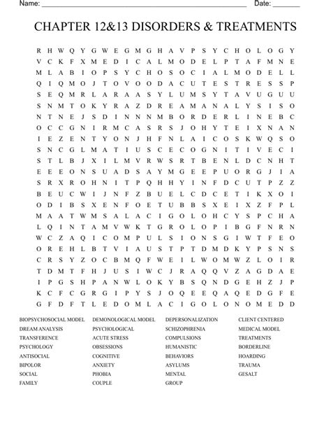 CHAPTER 12 13 DISORDERS TREATMENTS Word Search WordMint