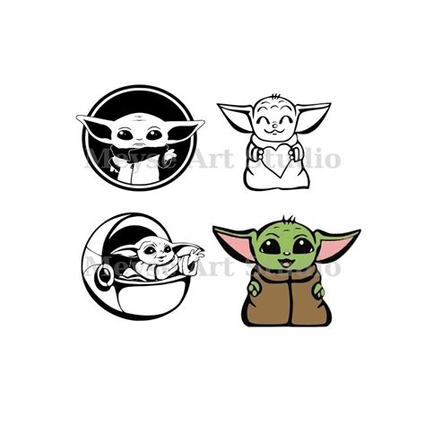 Baby Yoda Svg Bundle Baby Yoda Clipart Cartoon Movie Svg Dxf Pdf