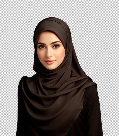 Um Retrato De Uma Mulher Mu Ulmana Usando Um Hijab Preto Isolado Em Um