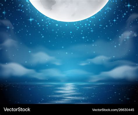 Night background with moon and sea Royalty Free Vector Image