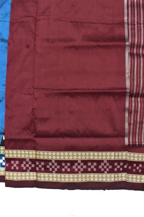 Sky Colour Pasapali Design Sambalpuri Handloom Bandha Silk Saree