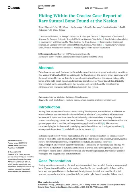 Pdf Hiding Within The Cracks Case Report Of Rare Sutural Bone Found