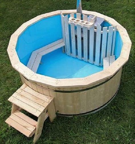 Plastic Hot Tub With Spruce Trim And Hydromassage System