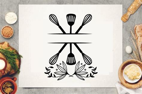 Kitchen Utensils Split Monogram Svg Graphic By Sathy Creative Fabrica