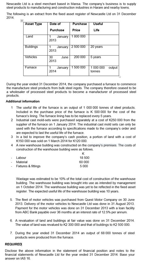 Solved Newcastle Ltd Is A Steel Merchant Based In Mansa The Chegg