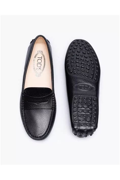 Tod S Gommino Mocassins Noirs En Cuir De Veau Brillant Avec Patte