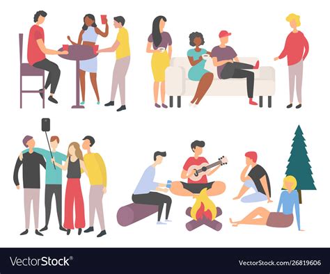 Friends gathering spending time together Vector Image