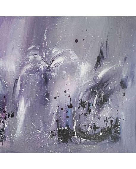 Tableau Abstrait Contemporain Violet Mauve Gris Peint La Main