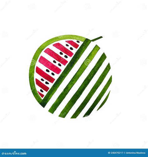 Stylized Watermelon Watercolor Illustration Delicious Watermelon