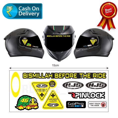 Jual PAKET SIMPLE STIKER VISOR HELM NJS STICKER SET NJS ISI 10PCS