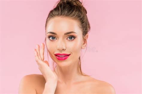 Naked Beautiful Woman With Pink Lips Stock Photo Image Of Beautiful Posing 203637508