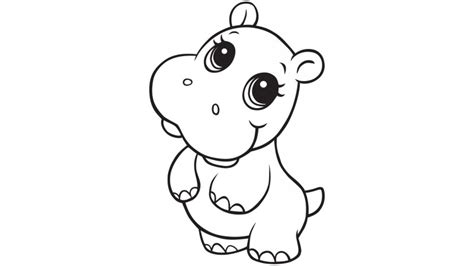 Charming cartoon outline hippo tattoo design - Tattooimages.biz