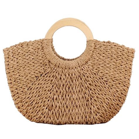 Mulheres Vintage Rattan Bolsa Feminina Bo Mio Ver O Praia Palha Sacos