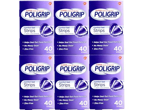 Amazon.com: Super Poligrip Comfort Seal Strips Denture Adhesive - 40 Strips (Pack of 6) : Health ...