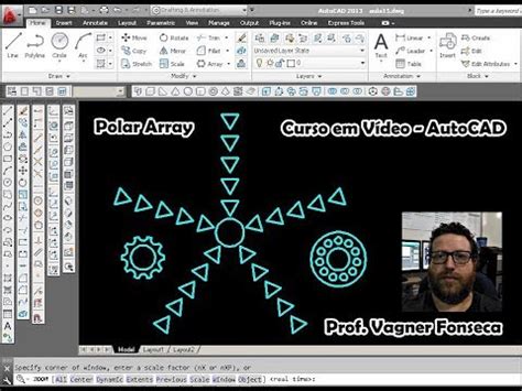 AutoCAD Aula 15 Comando Array Polar Prof Vagner Fonseca YouTube