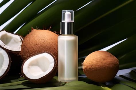 Premium Photo Golden Coconut Oil Green Palm Backdrop