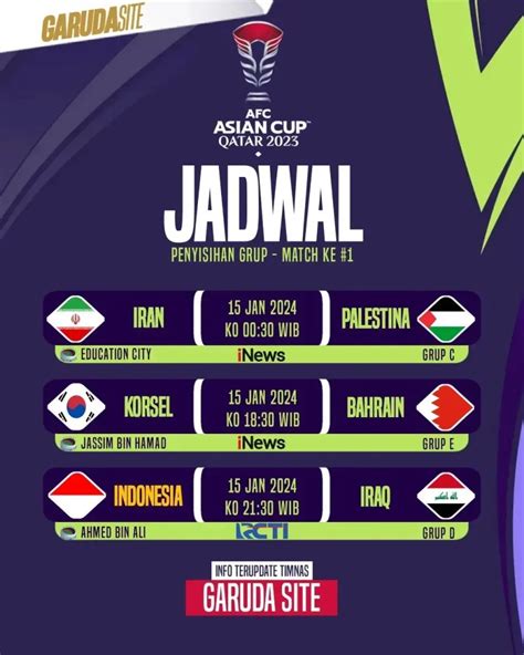 Berikut Jadwal Dan Link Nonton Piala Asia Timnas Indonesia Vs Irak