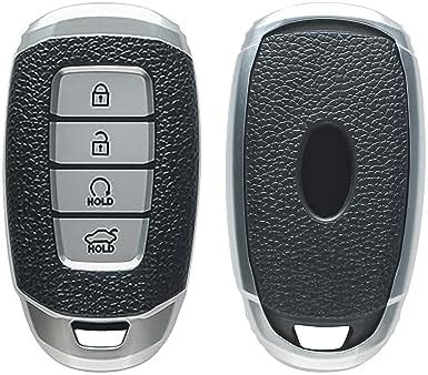 JVCV Silver Border TPU Key Cover Compatible With Hyundai Verna Push