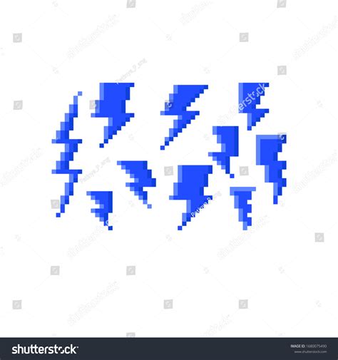 Pixel Art Blue Thunder Icon Set Stock Vector (Royalty Free) 1680075490 ...