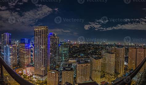 Panoramic Image Over Manila Skyline At Night 22960400 Stock Photo At