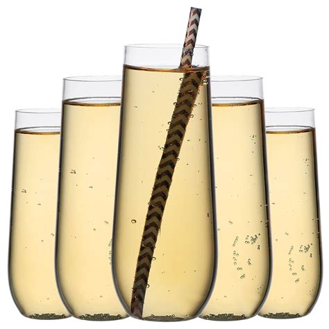 Pack Plastic Stemless Champagne Flutes Oz Reusable And Disposable