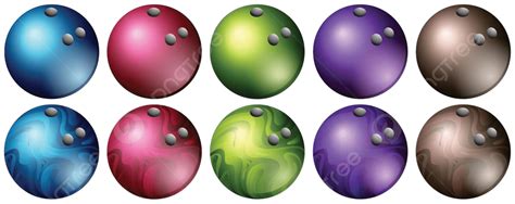 Bowling Balls In Different Colors Isolated Collection Clip Art Vector