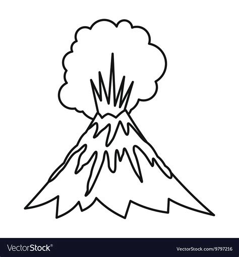 Volcano erupting icon outline style Royalty Free Vector