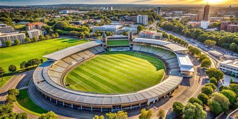 Cricket Stadium Day View Sunlight View Drone View Of Cricket Stadium Ai