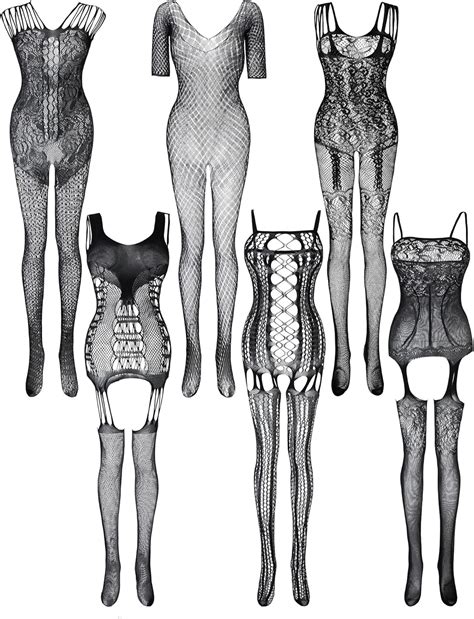 Amazon Pieces Women Fishnet Bodystocking Bodysuit Lingerie Stockings Hollow Fishnet