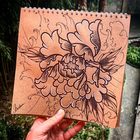 Эскиз пион sketch tattoo piony | Пионы, Эскиз, Графика