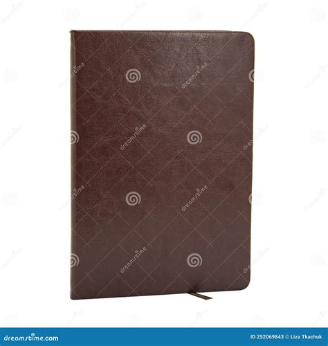 Planificador De Notebooks Marrom Couro Isolado No Fundo Branco Imagem