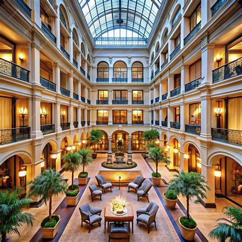 Atrium dining luxury hotel An image of the atrium area of an upscale