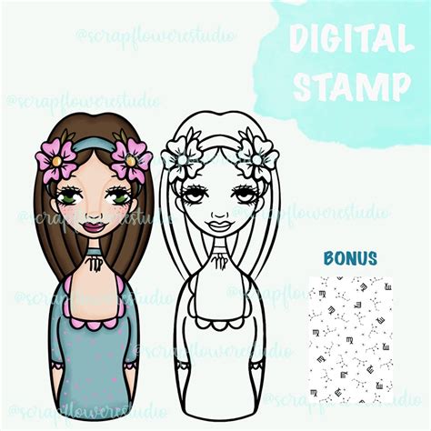 Virgo Girl Digi Stamp Scrapflowers Ko Fi Shop Ko Fi ️ Where