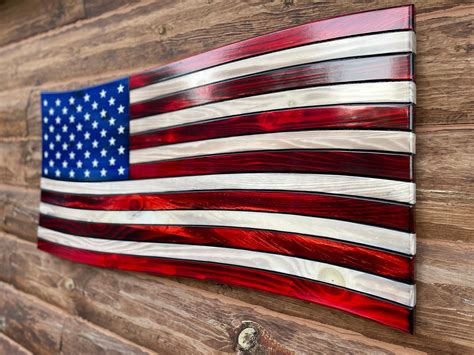 Wavy Old Glory Rustic Wooden American Flag Waving American Flag Wavy