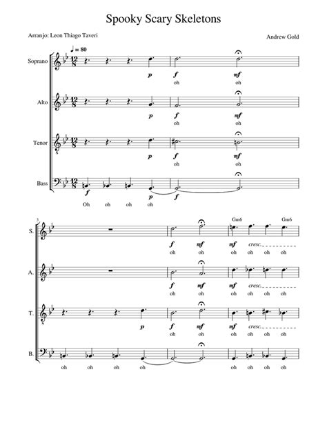 Spooky Scary Skeletons Arr Leon Thiago Taveri Sheet Music For Soprano Alto Tenor Bass Voice