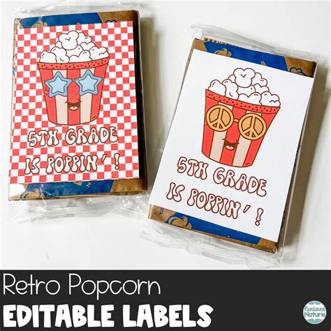 Popcorn Label Template Editable T Tags Back To School Etsy