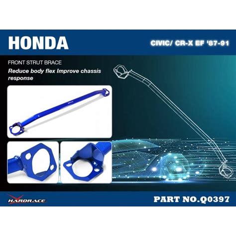 Hard Race Front Strut Bar Honda Civic Crx Ef6 7 8 — Speed Science