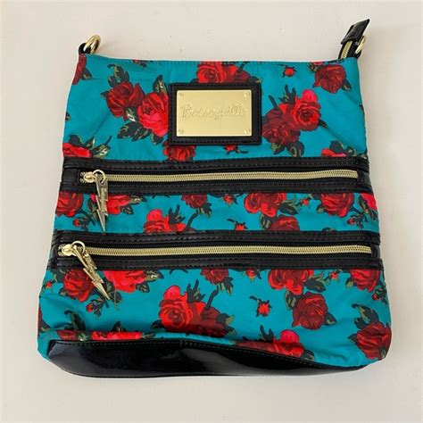 Betsey Johnson Bags Betsey Johnson Betseyville Blue Roses Crossbody Travel Bag Poshmark