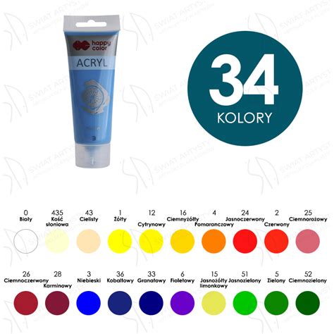 Farby akrylowe Happy Color 75ml STANDARDOWE różne kolory Sklep