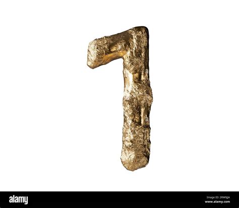 Digit Made Of Raw Gold D Illustration Of Golden Number Isolated On