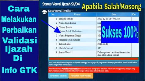Cara Melakukan Perbaikan Hasil Validasi Ijazah Di Verval Ijazah Info