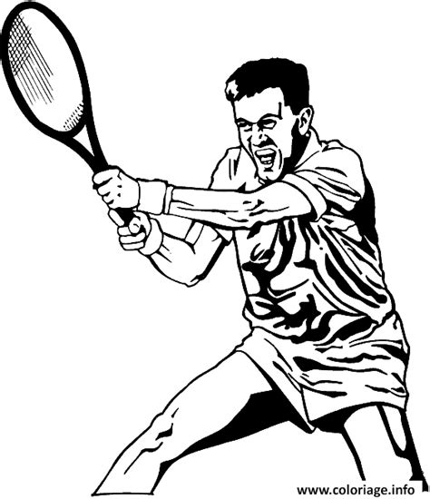 Coloriage Joueur De Tennis En Action Dessin Tennis à imprimer