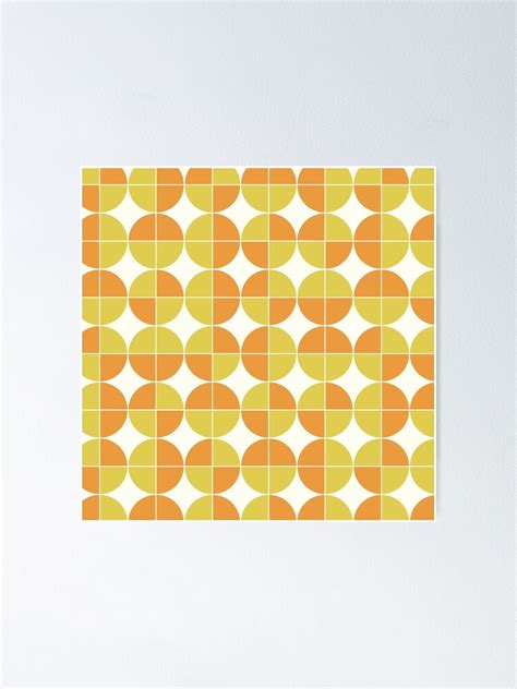 Mid Century Modern Geometric Circles Pattern In Orange And Yellow