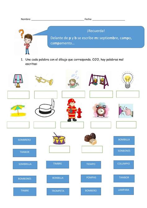 Palabras Con MP Y MB Activity School Subjects Teachers Activities