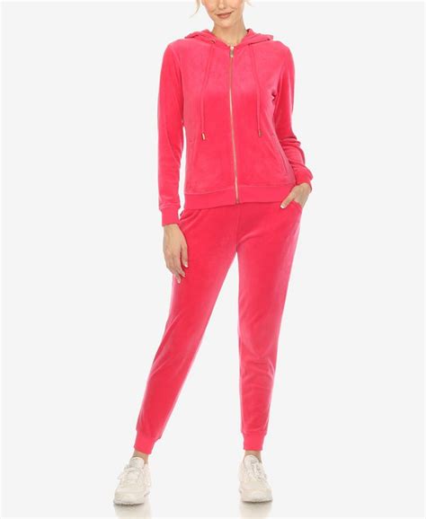 White Mark Womens Velour Tracksuit Loungewear 2pc Set Macys