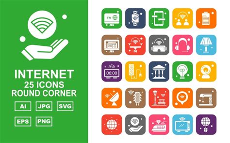 25 Premium Internet Ii Round Corner Icon Set