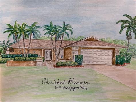 Custom Watercolor Home Portrait Home