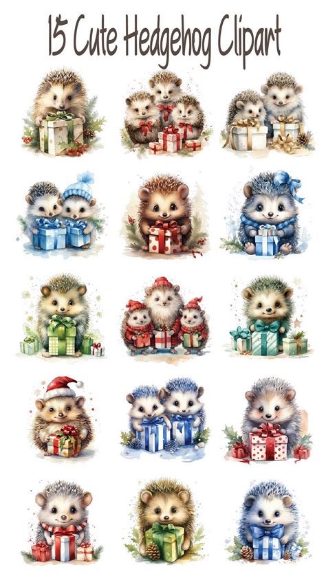 15 Christmas Hedgehog Clipart Merry Christmas Christmas Card