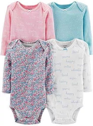 Kit 4 Peças Body Carters Manga Longa Importado Menina Love